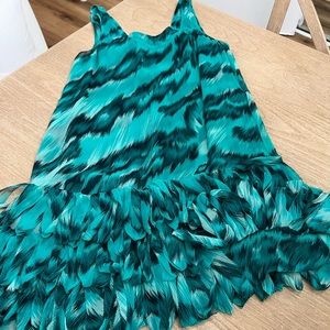 Diane von furstenberg teal animal print mini sleeveless  shift dress